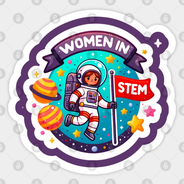 Women in STEM Space Explorer Astronaut Girl - Celebrating Women in STEM Sticker by PuckDesign